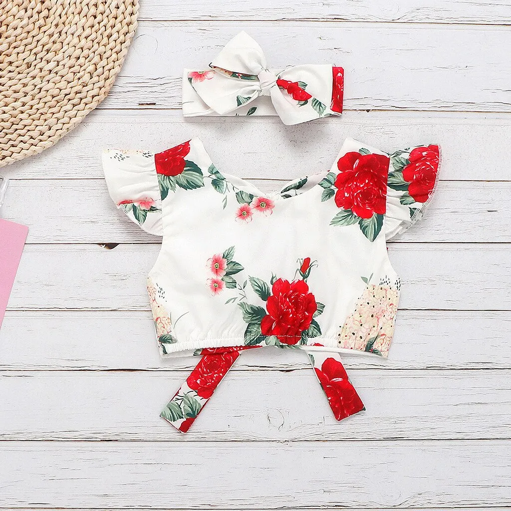 Girls Rose Print 3 Pcs Set - ONLY 3 LEFT !!!