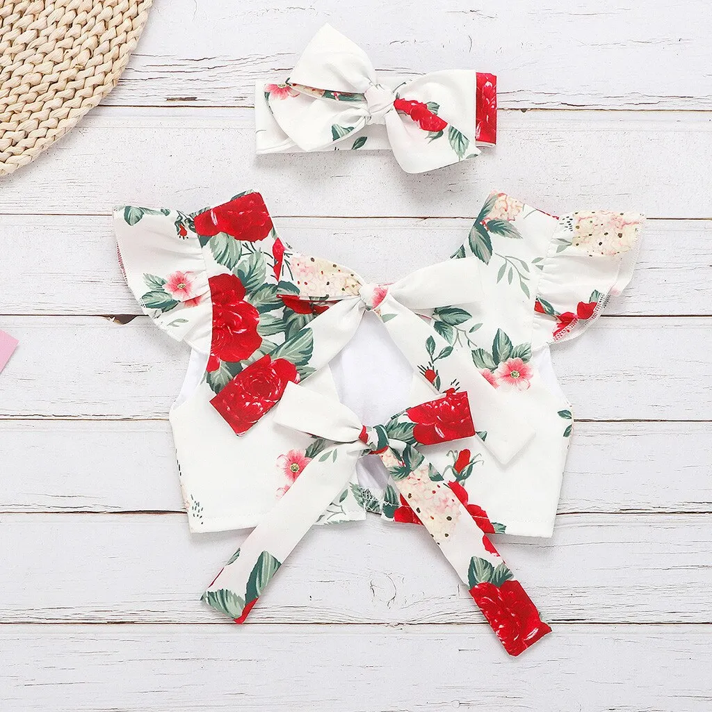 Girls Rose Print 3 Pcs Set - ONLY 3 LEFT !!!