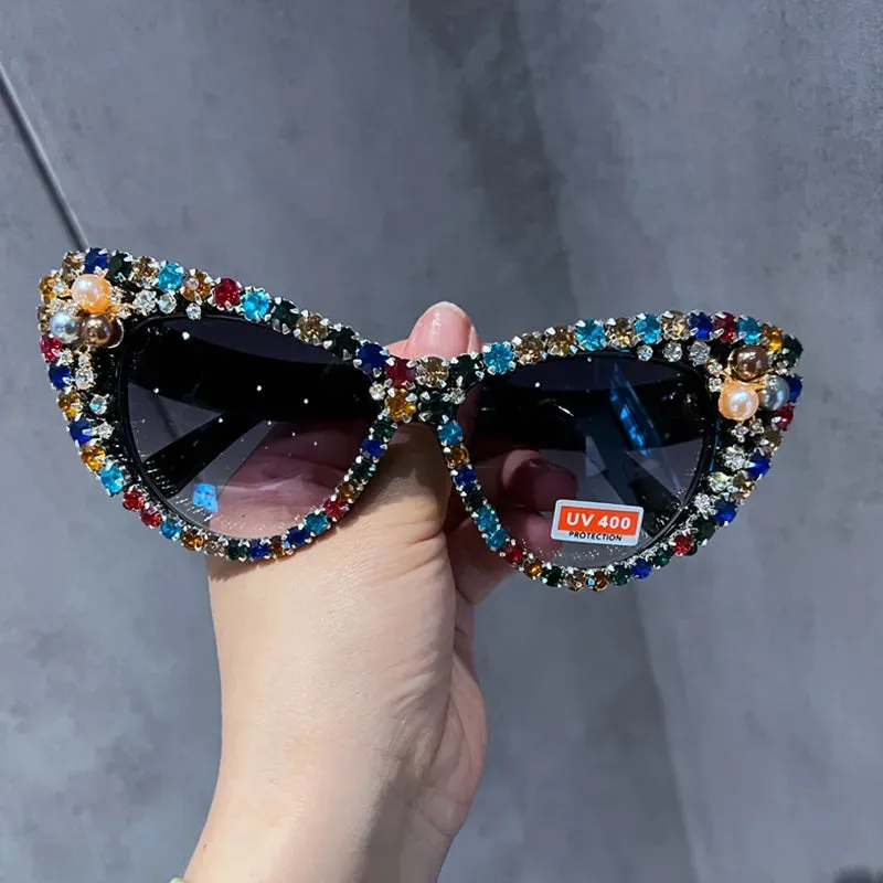 Glamazon- the Rhinestone Trimmed Cat Sunglasses