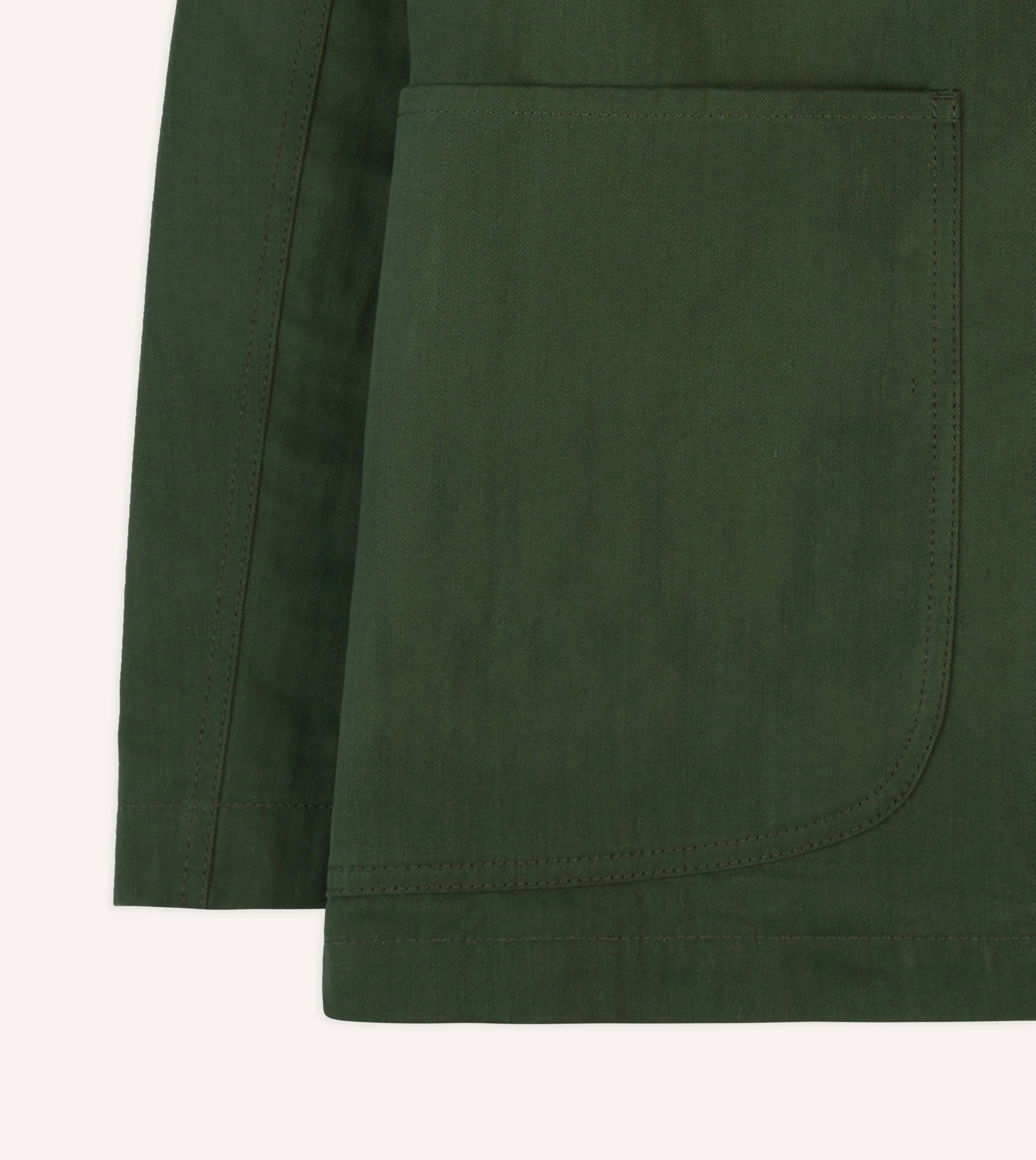 Green Herringbone Cotton Three-Pocket Chore Jacket