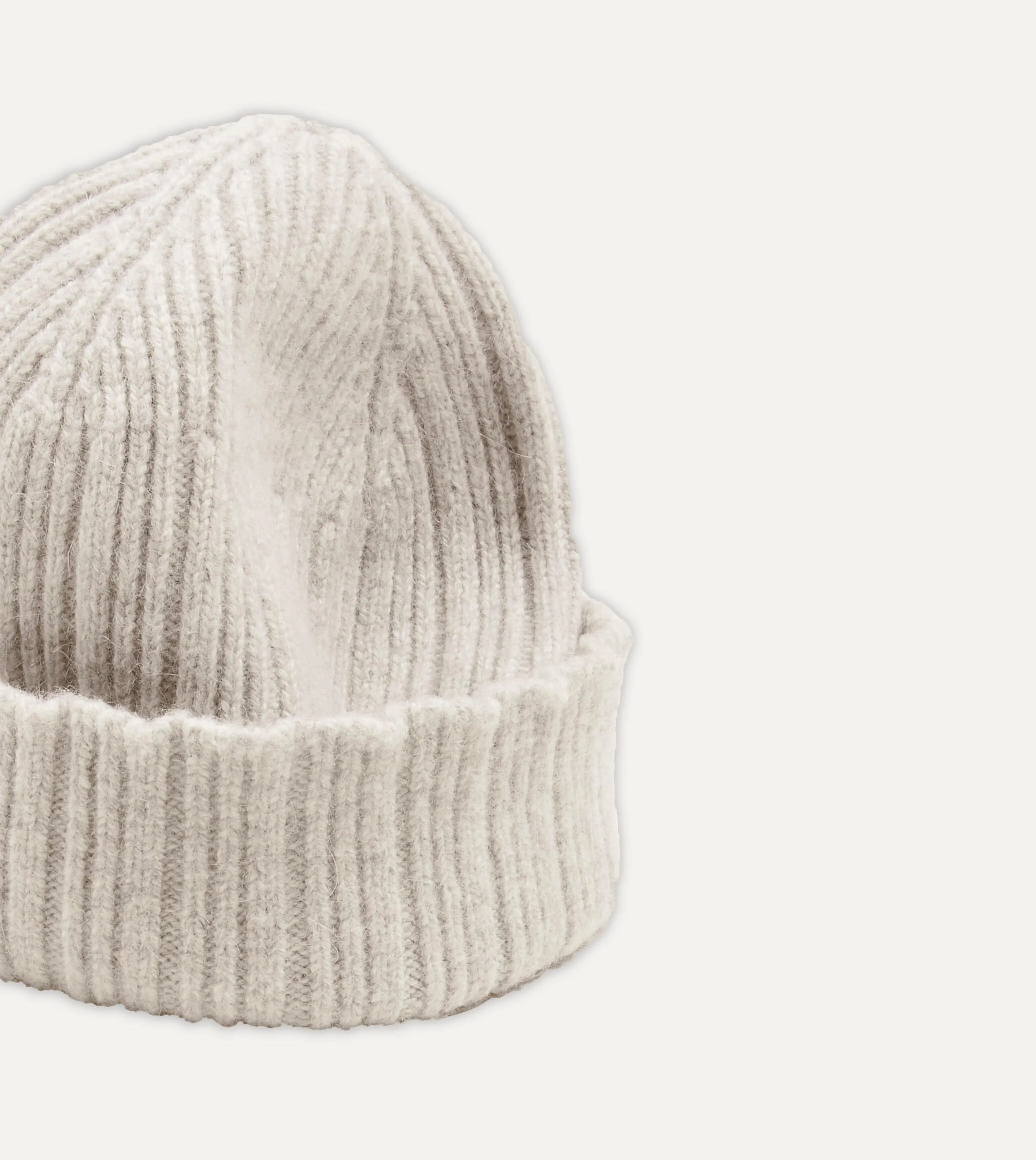 Grey Angora Lambswool Ribbed Knit Cap