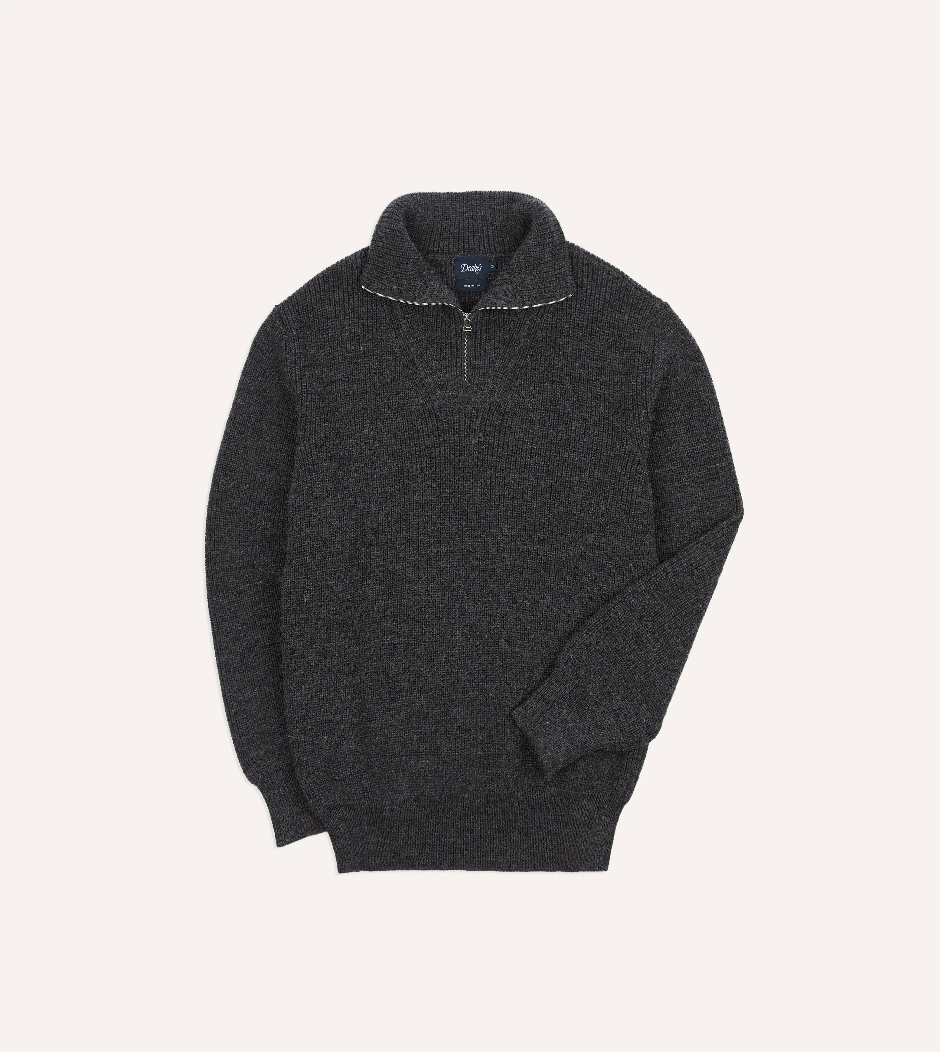 Grey Wool Quarter Zip Jumper