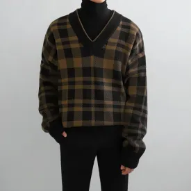 GS No. 78 Plaid V-neck Sweater