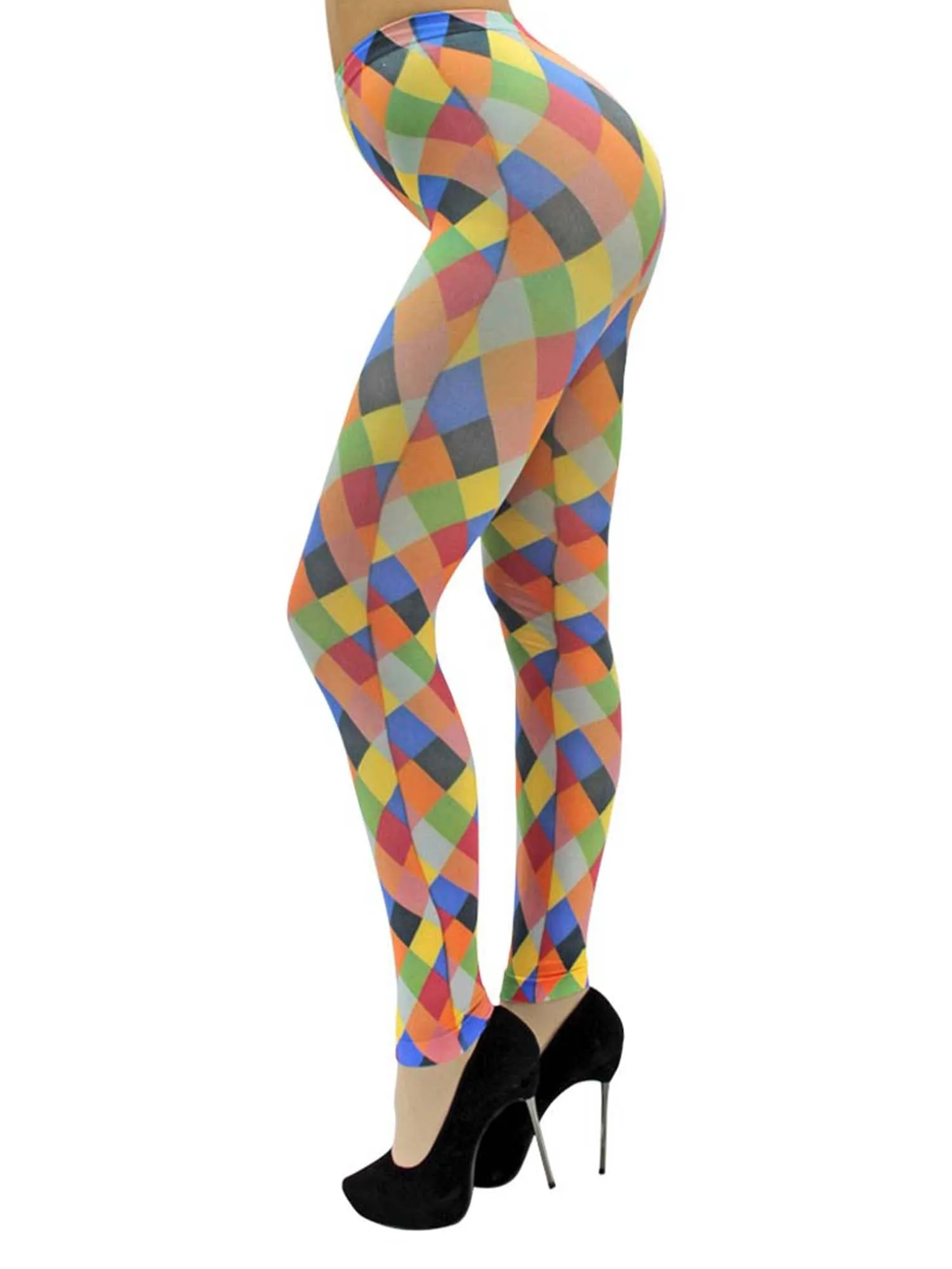 Harlequin Print Leggings Tights