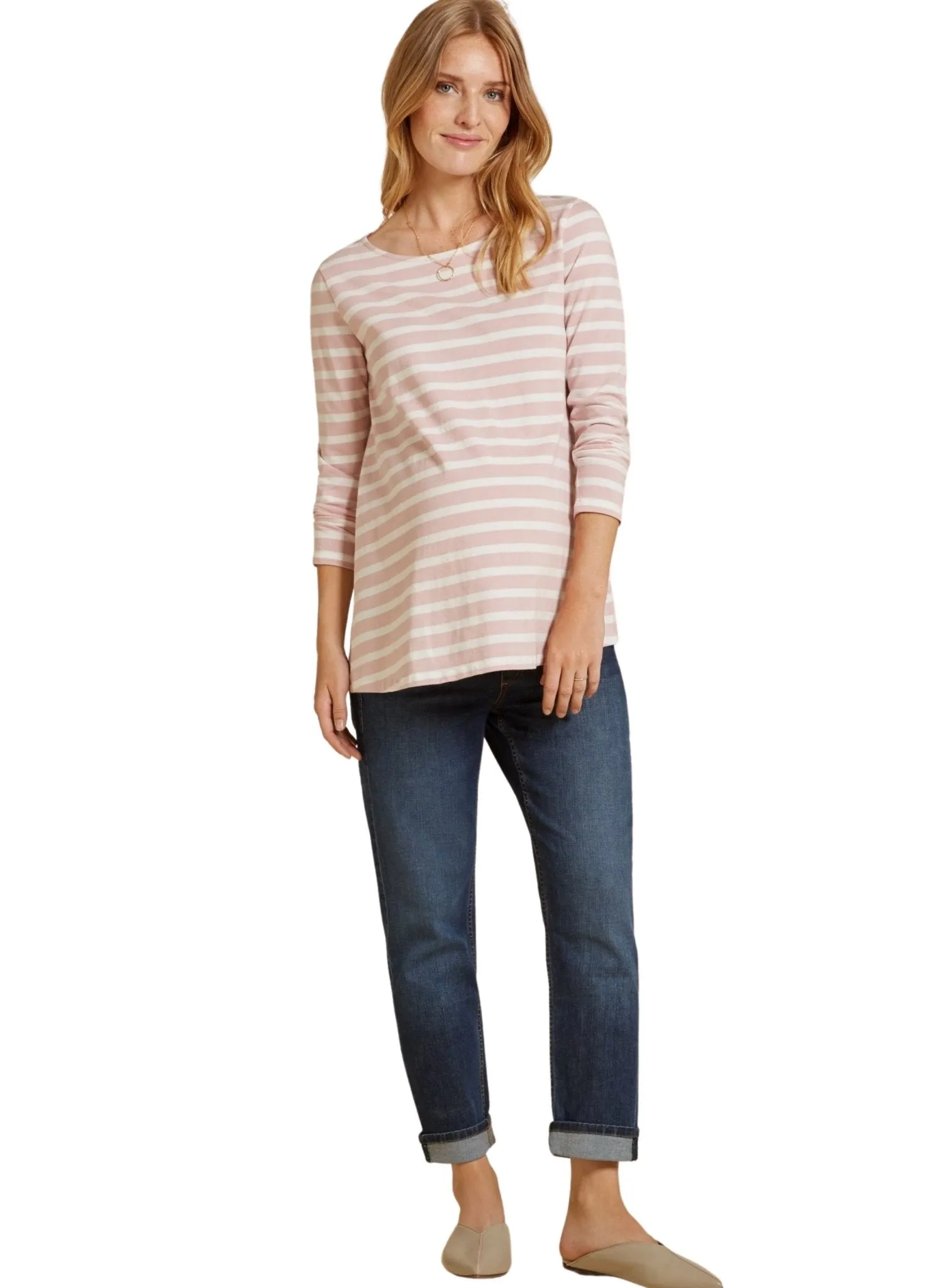 Harriet Maternity Top - Blush/White Stripes