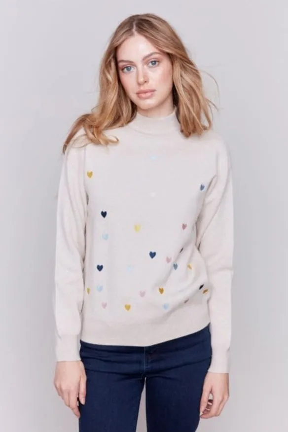 Heart Mock Neck Sweater