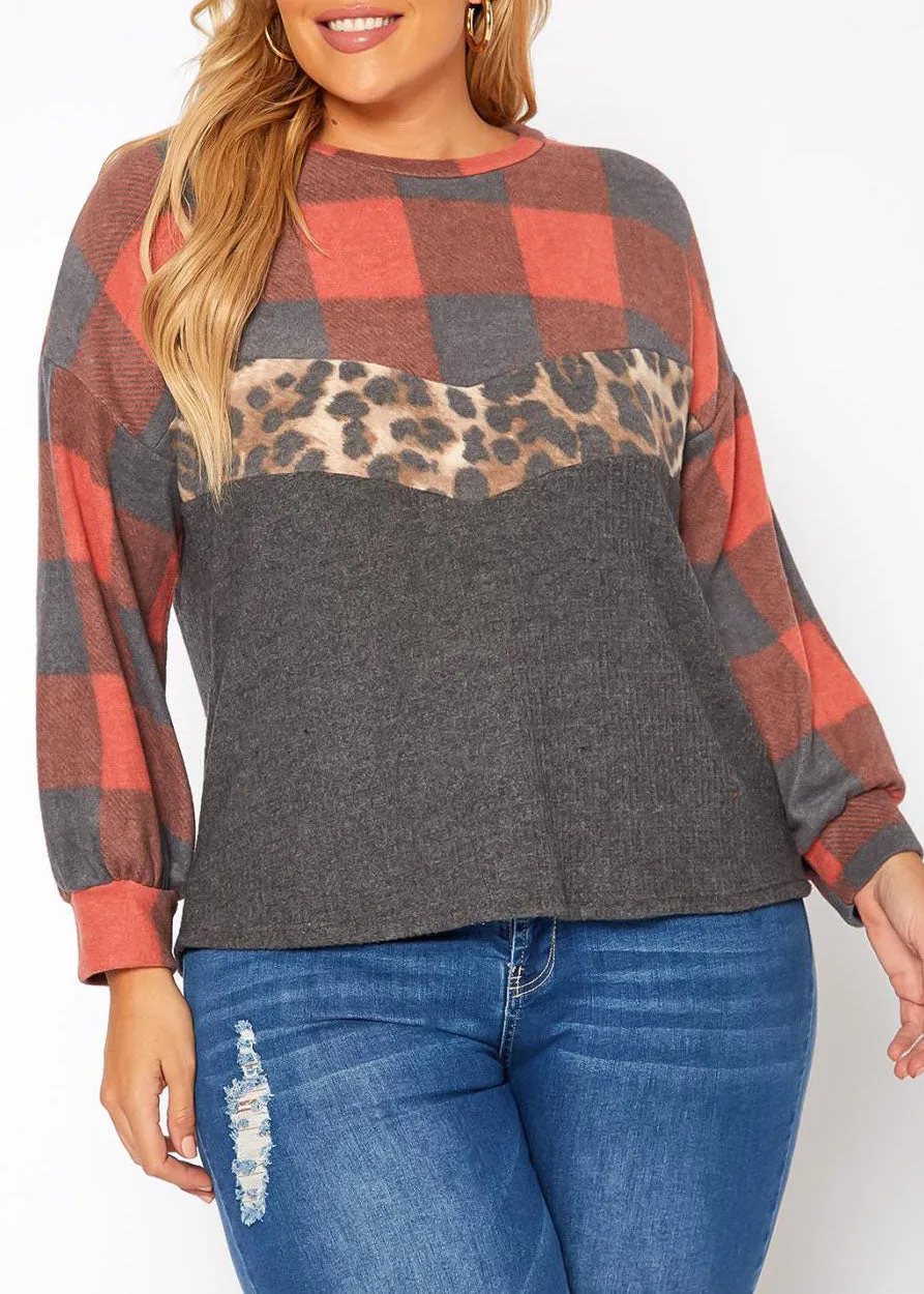 Hi Curvy Plus Size Women Pattern Splice Knit Sweater