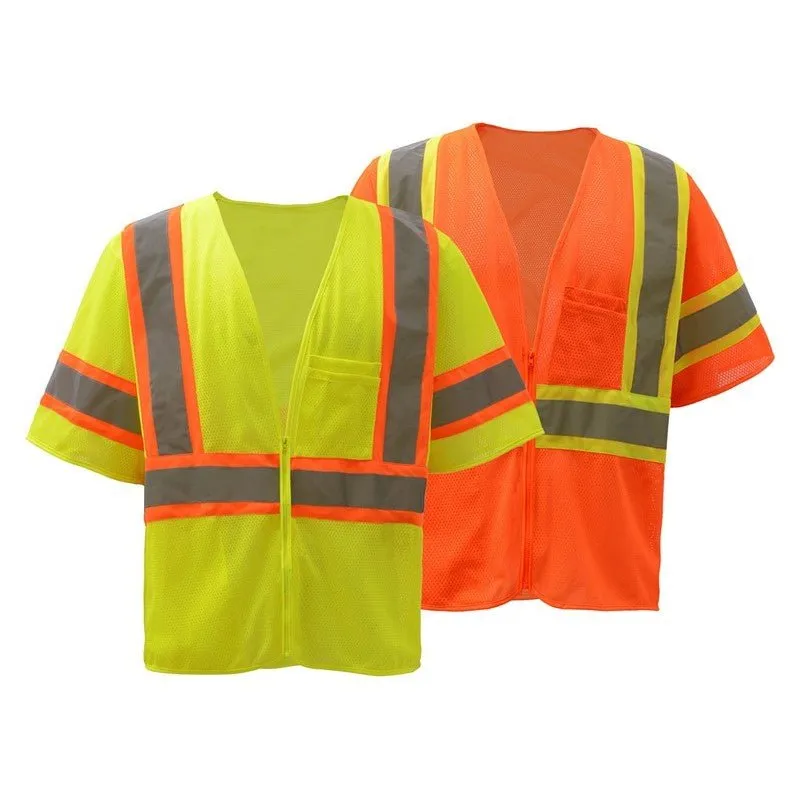 Hi-Vis Mesh Safety Vest (PK 5 Vests) - Class 3 Type R, Zip Front