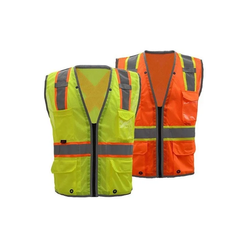 Hi-Vis Mesh X-Back Safety Vest (PK 5 Vests) - Class 2 Type R, Zip Front