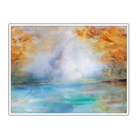 Horizontal blue & orange abstract landscape wall art print