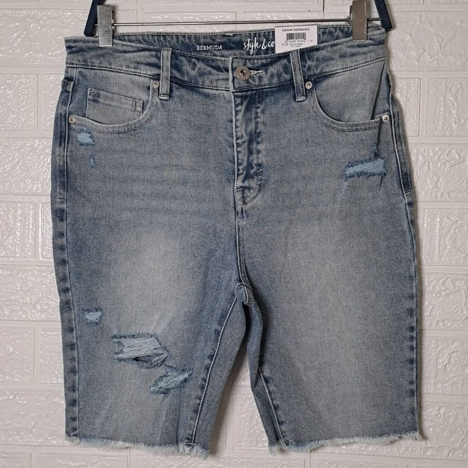 INC High Rise Denim Bermuda Shorts