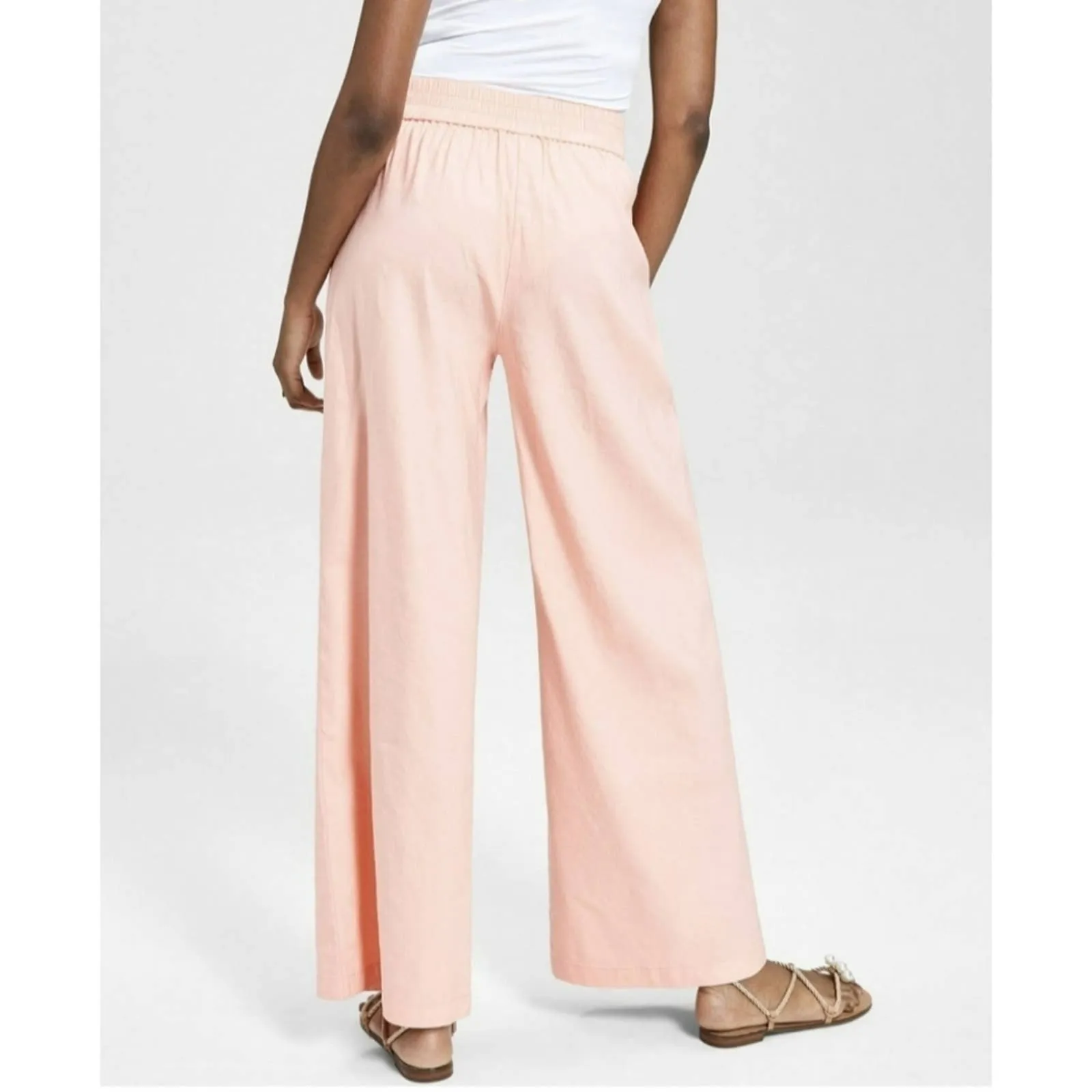 INC Linen Pull-On Wide-Leg Pants First Blush