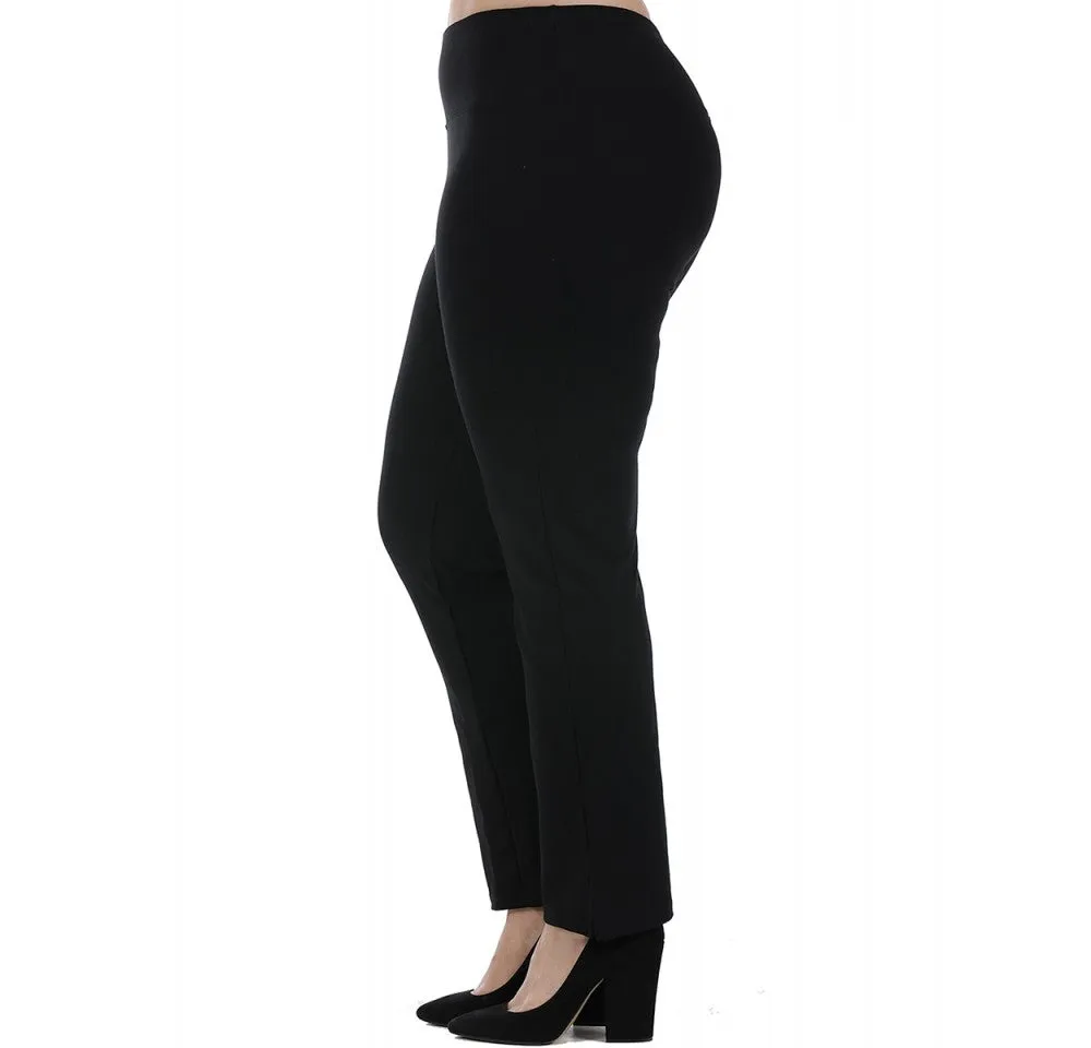 InstantFigure Curvy Plus Size Straight Leg Pant with Slit 16801MC