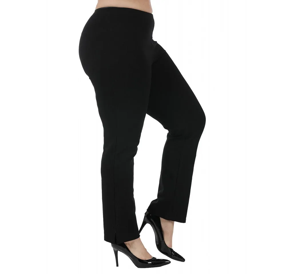 InstantFigure Curvy Plus Size Straight Leg Pant with Slit 16801MC