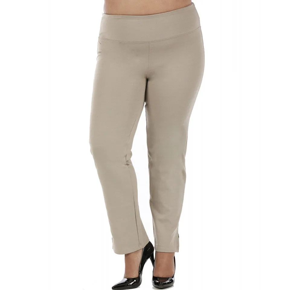 InstantFigure Curvy Plus Size Straight Leg Pant with Slit 16801MC