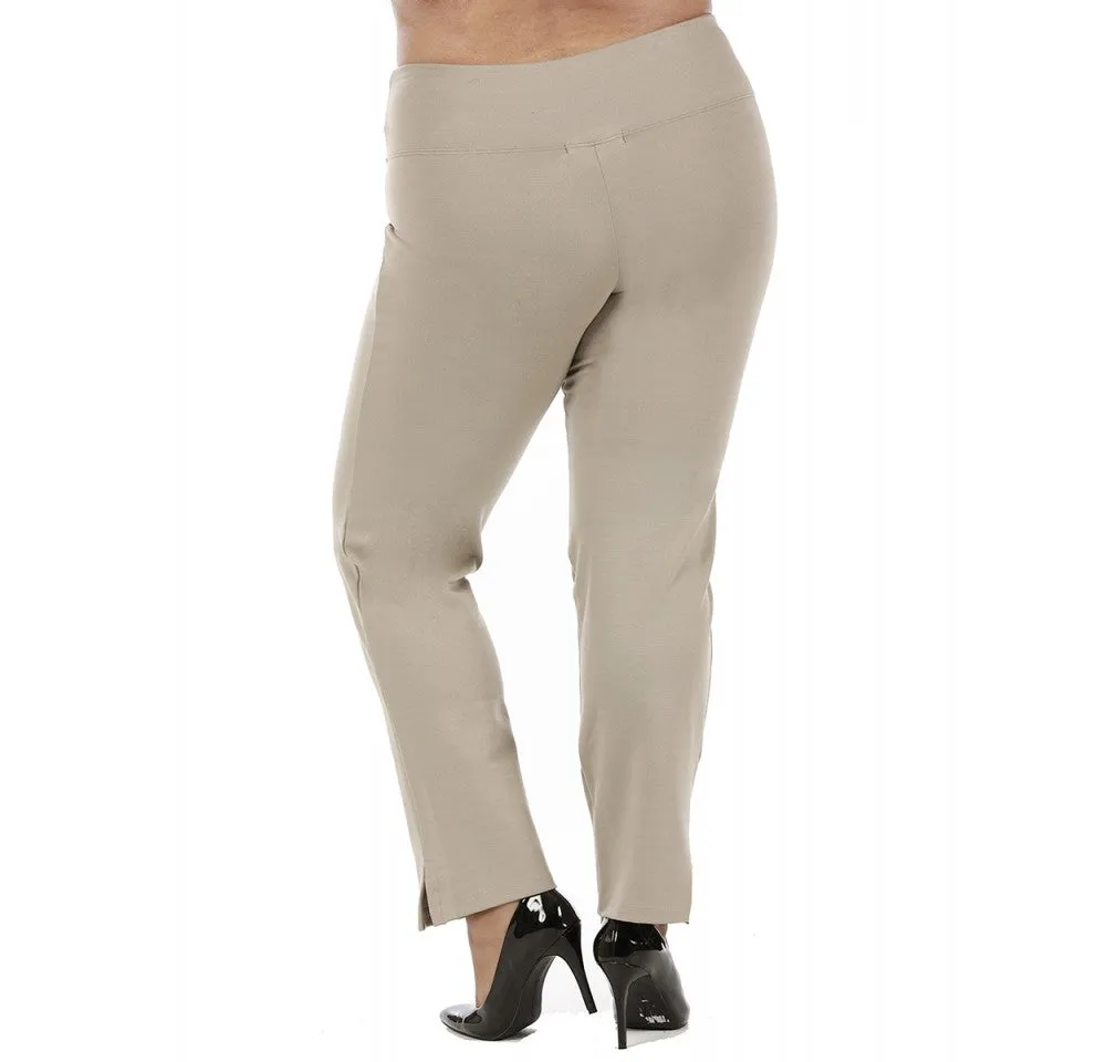 InstantFigure Curvy Plus Size Straight Leg Pant with Slit 16801MC