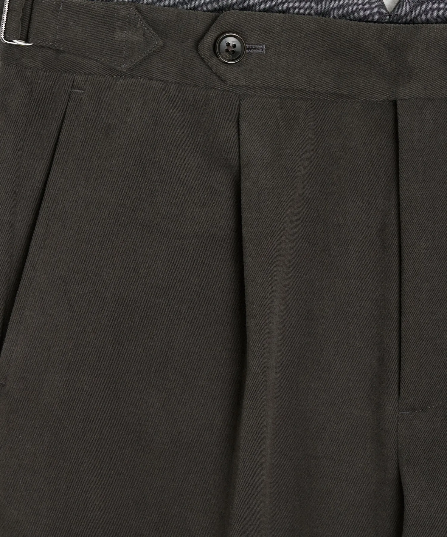 Italian Brushed Cotton Side Tab Trouser in Charcoal