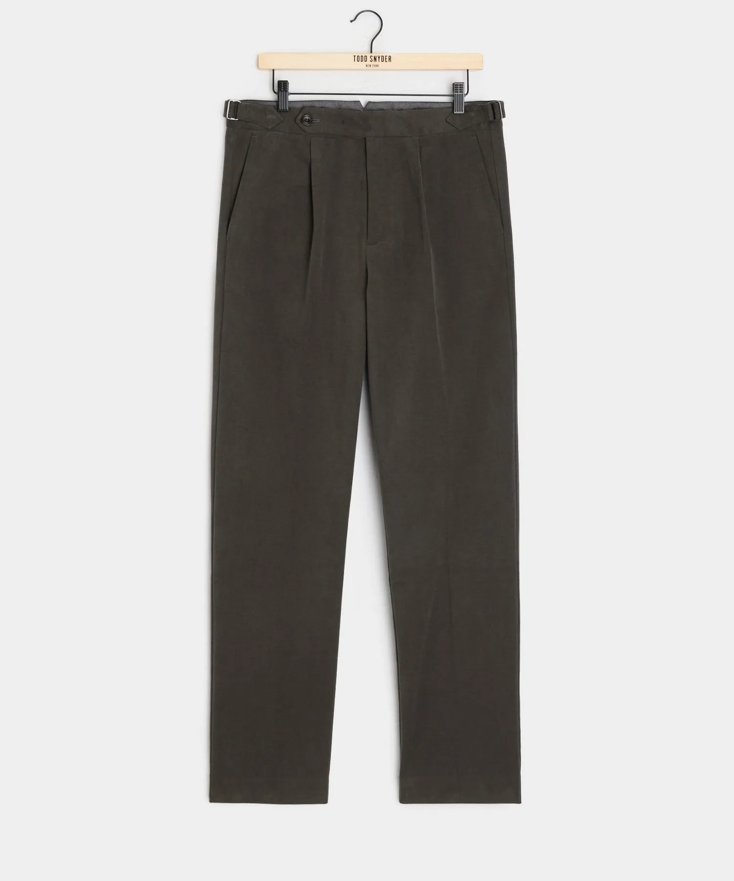 Italian Brushed Cotton Side Tab Trouser in Charcoal