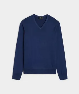 Italian Cashmere V-Neck Sweater in Navy