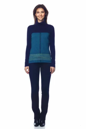 Izolda Reversible Turtle Neck Pullover - Navy/Blue