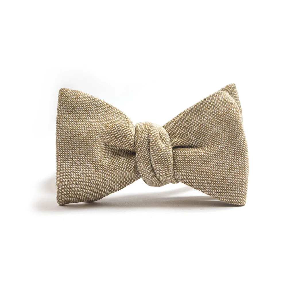 Khaki Linen Chambray Bow Tie