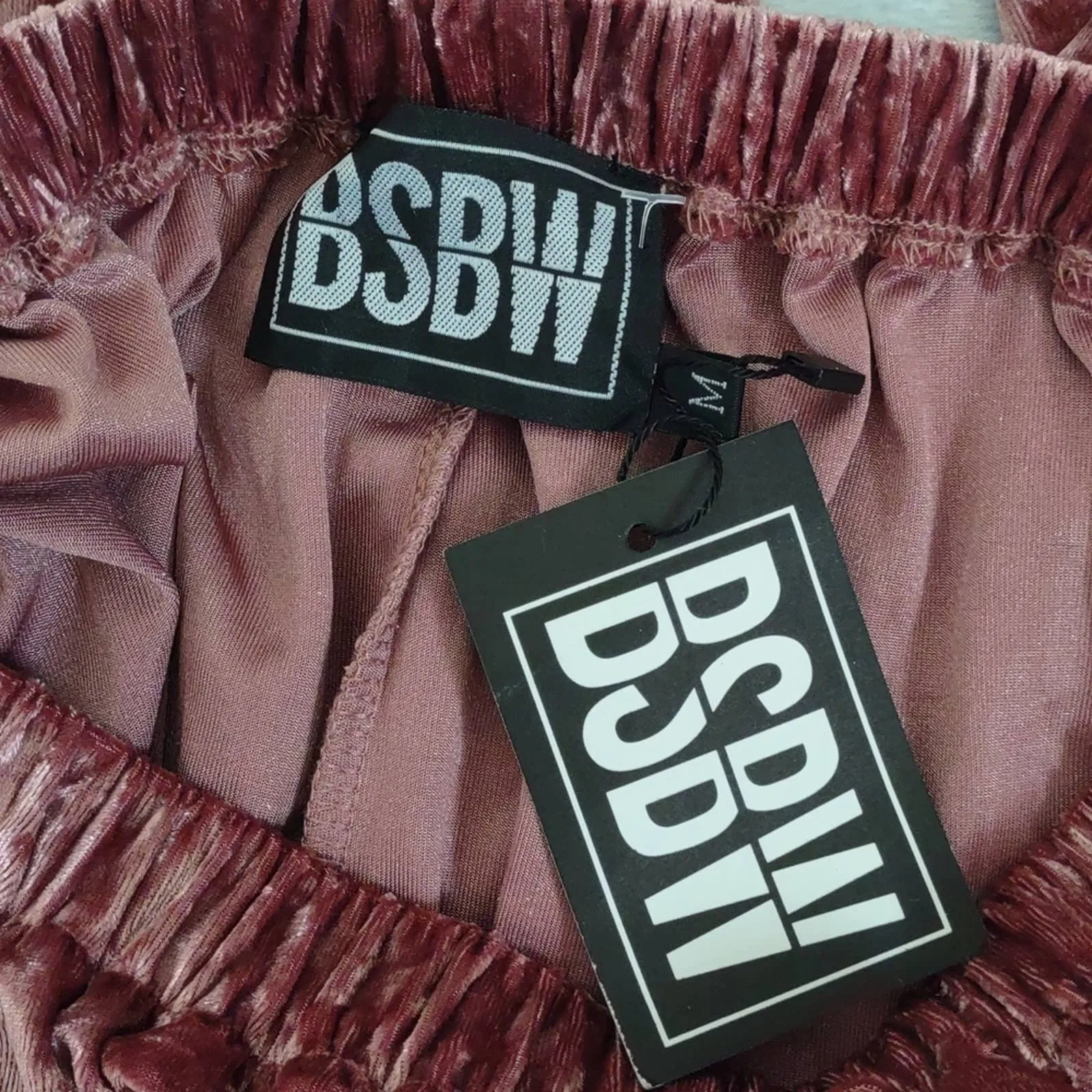 LF BSBW Crushed Velvet Wide Leg Button Pants Rose Medium