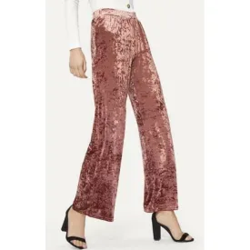 LF BSBW Crushed Velvet Wide Leg Button Pants Rose Medium