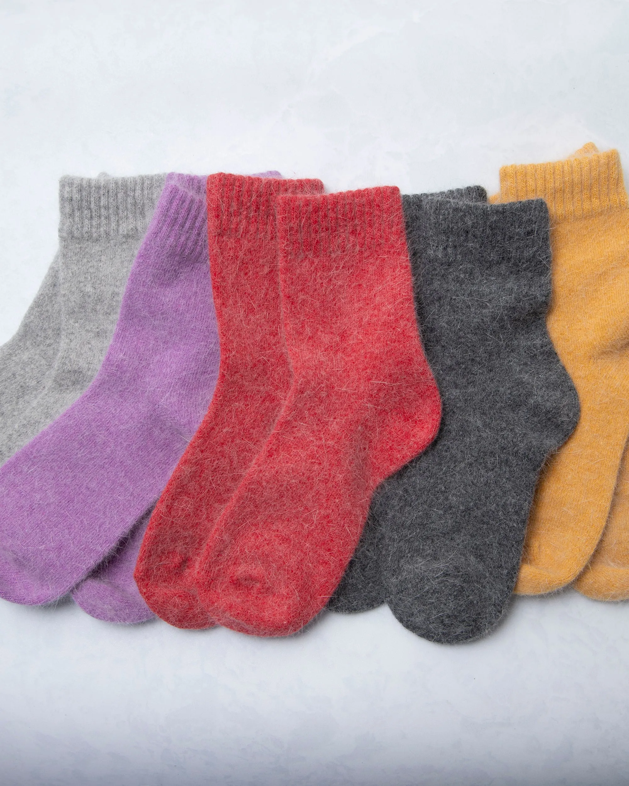 Light Gray - Womens Cozy Wool Angora Socks - Comfortarians