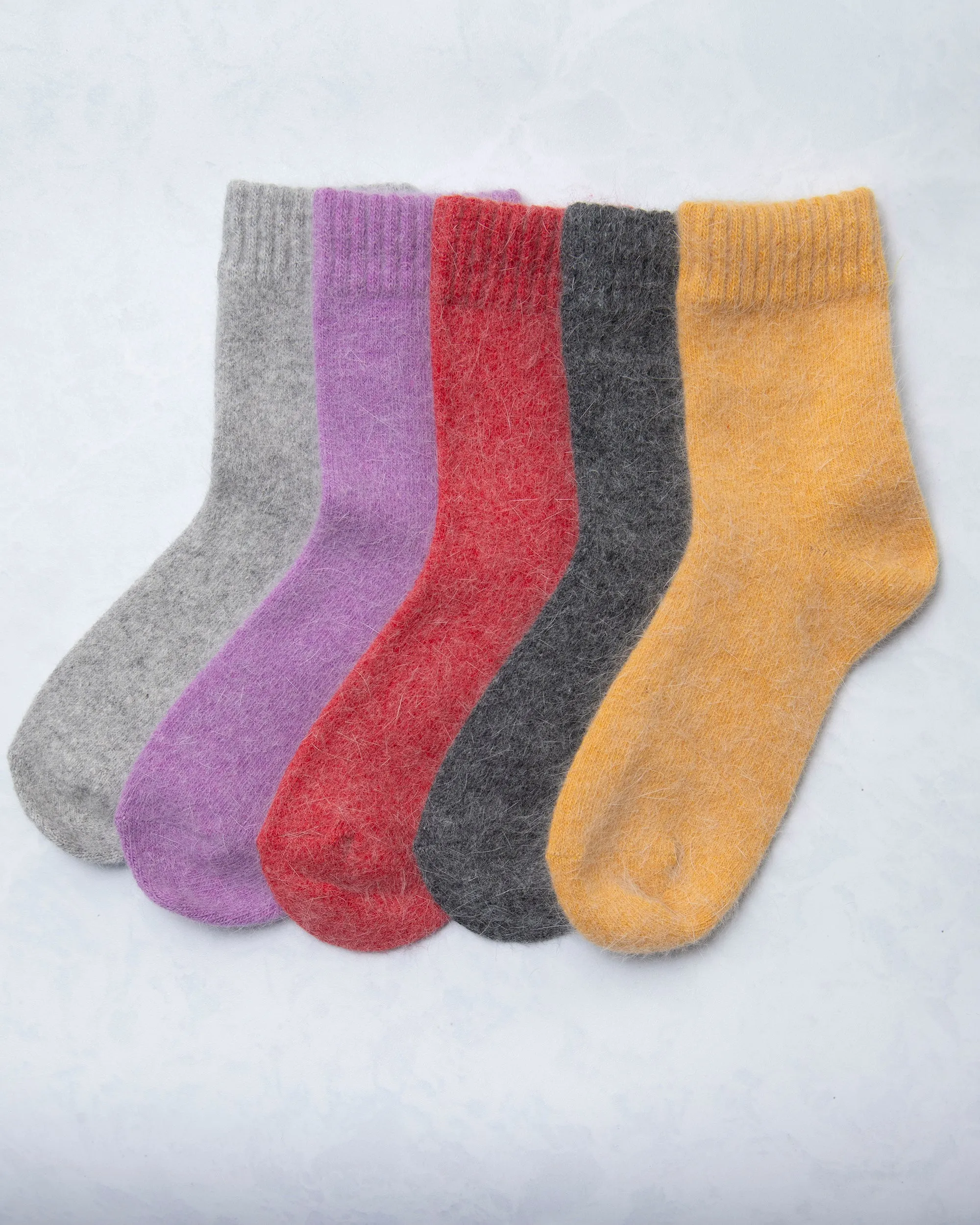 Light Gray - Womens Cozy Wool Angora Socks - Comfortarians