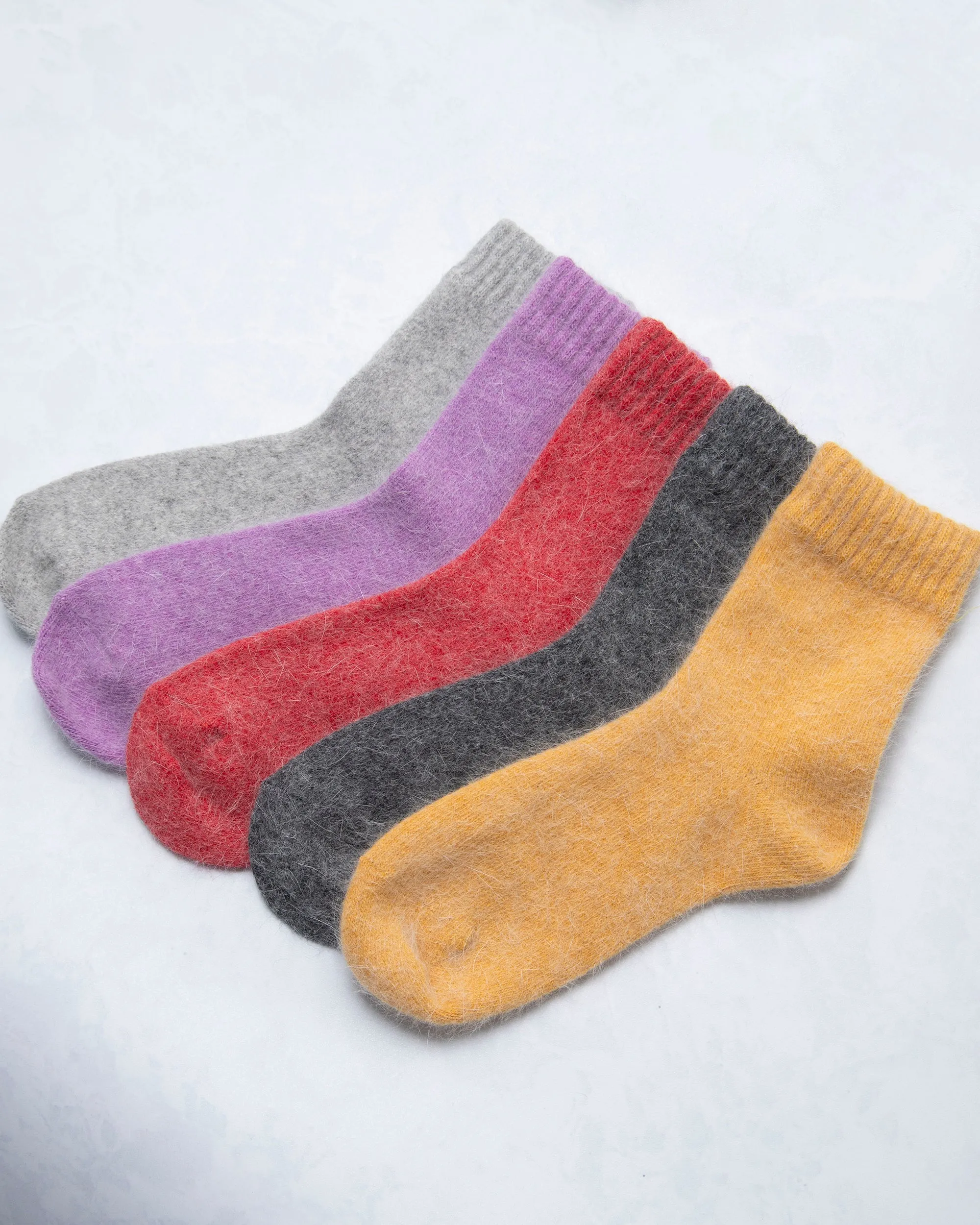 Light Gray - Womens Cozy Wool Angora Socks - Comfortarians