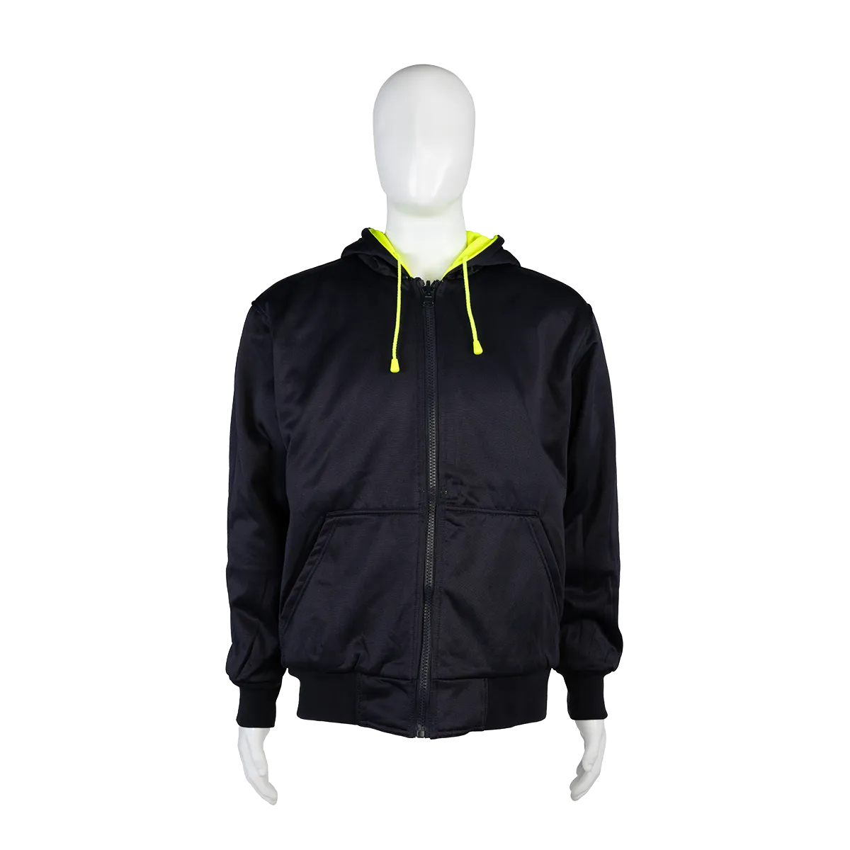 LNRVDWZHSW-C3 20 Oz. Double Weight Lime/Navy Reversible ANSI Class 3 Zip-Up Hooded Sweatshirt