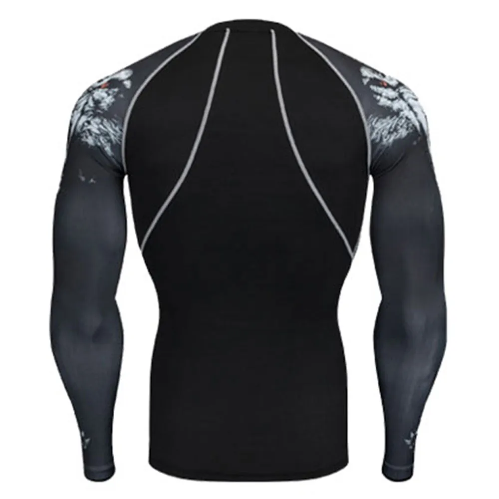 Lone Wolf Long Sleeve No Gi BJJ Compression Rash Guard for Jiu Jitsu, MMA, Grappling and Wrestling