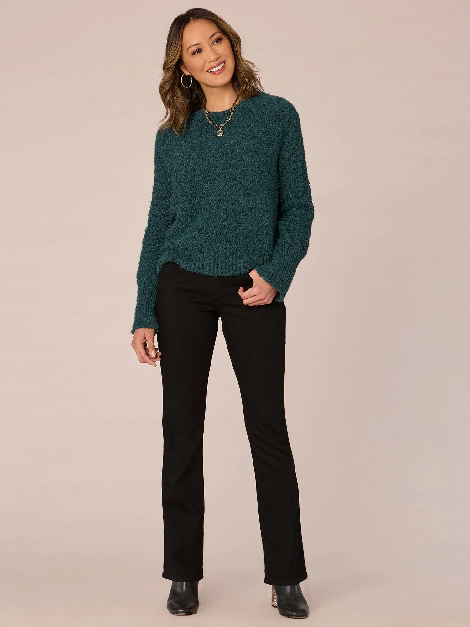 Long Sleeve Double Banded Round Neck Petite Sweater