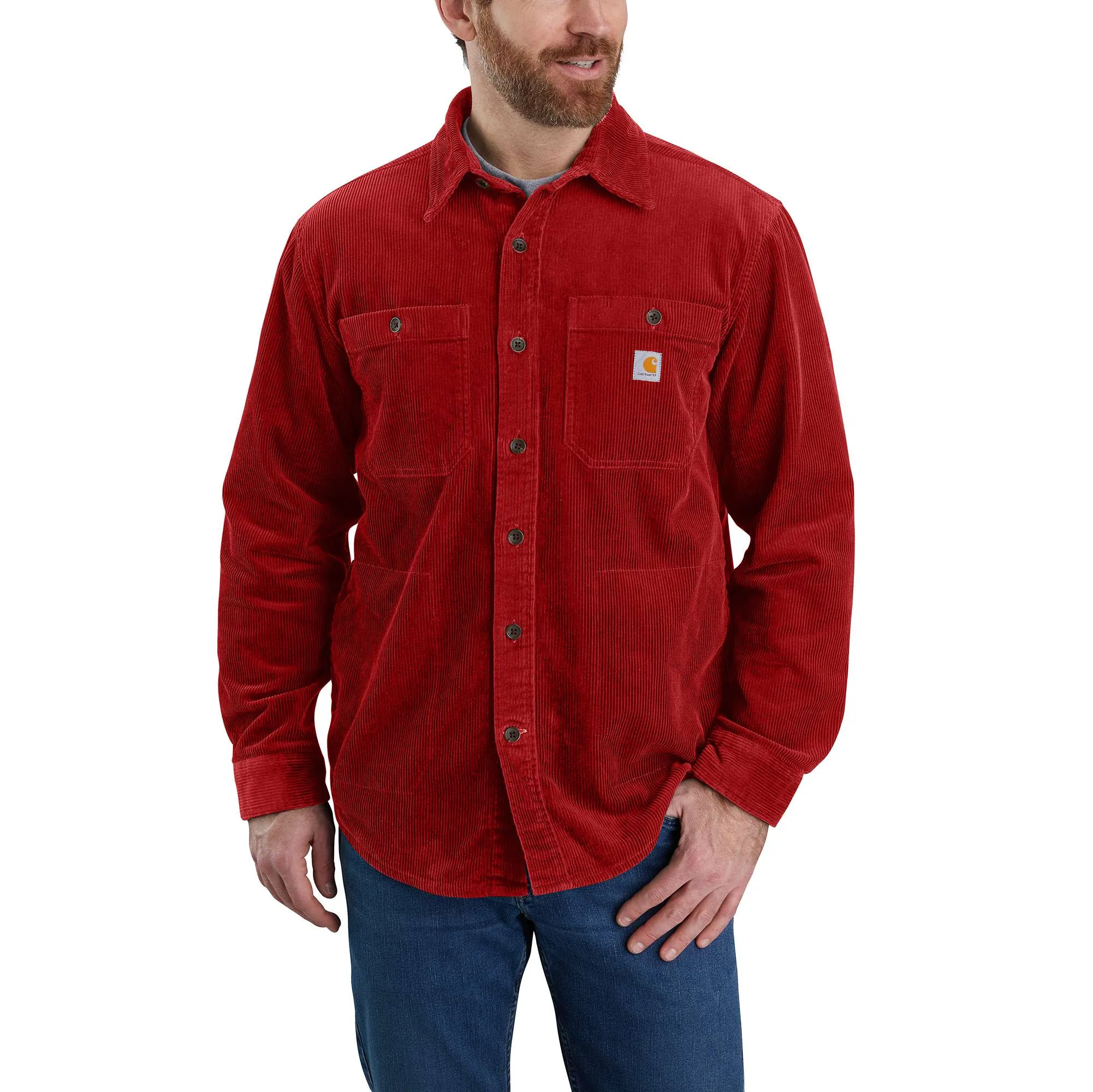 Heavyweight Long-Sleeve Shirt with Loose Fit and Jersey-Lining, Made from Premium Corduroy