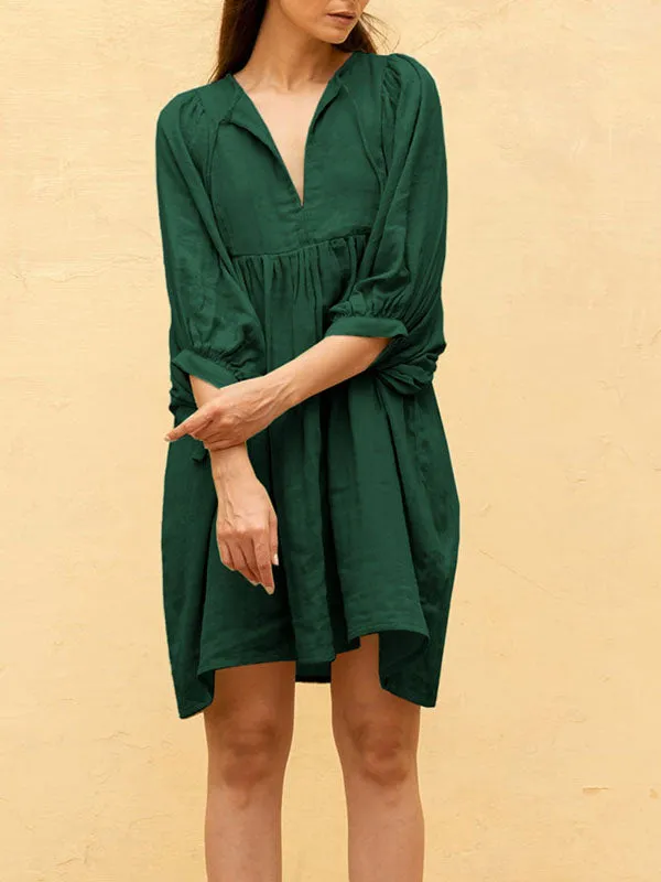 Loose Puff Half Sleeve Mini Dress