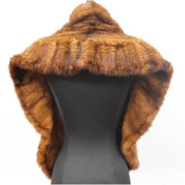 Mink Muffler with ruffles, hook closures to convert into a shrug