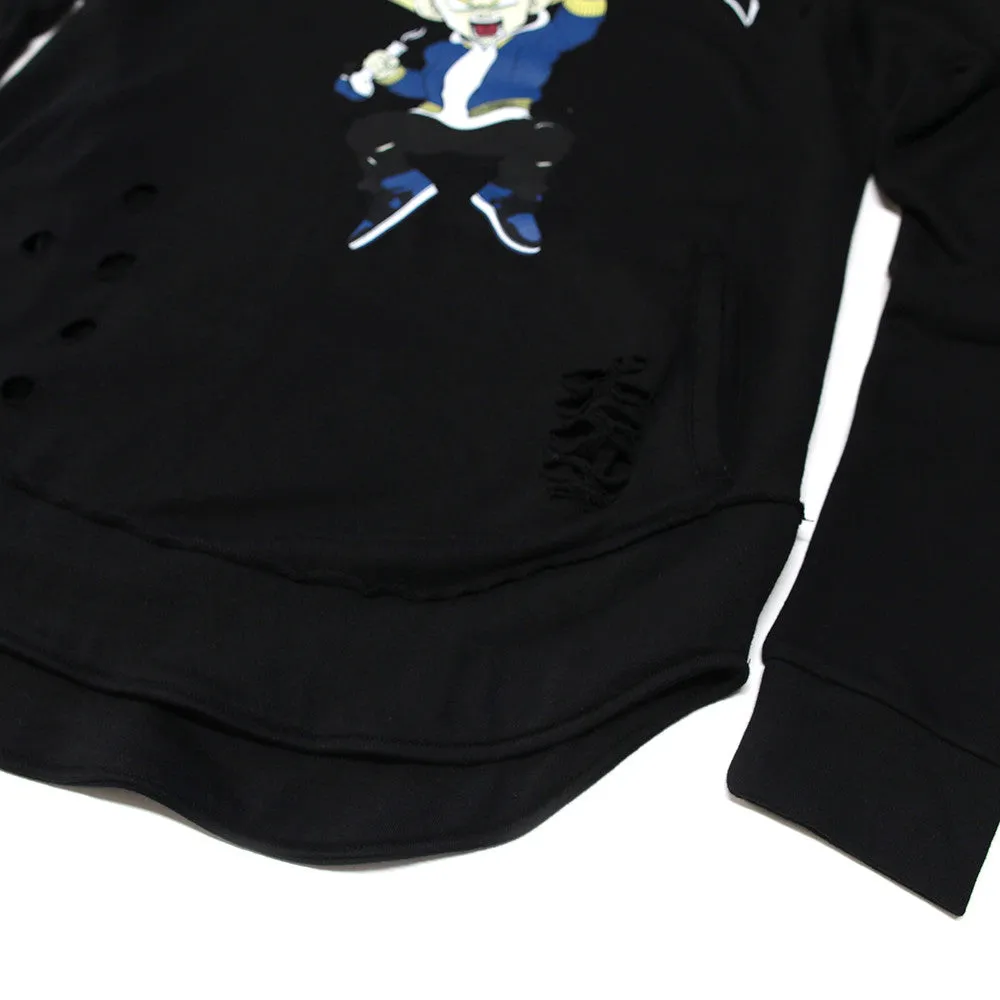 Misunderstood Vegeta Distressed Drop Curved Hoodie