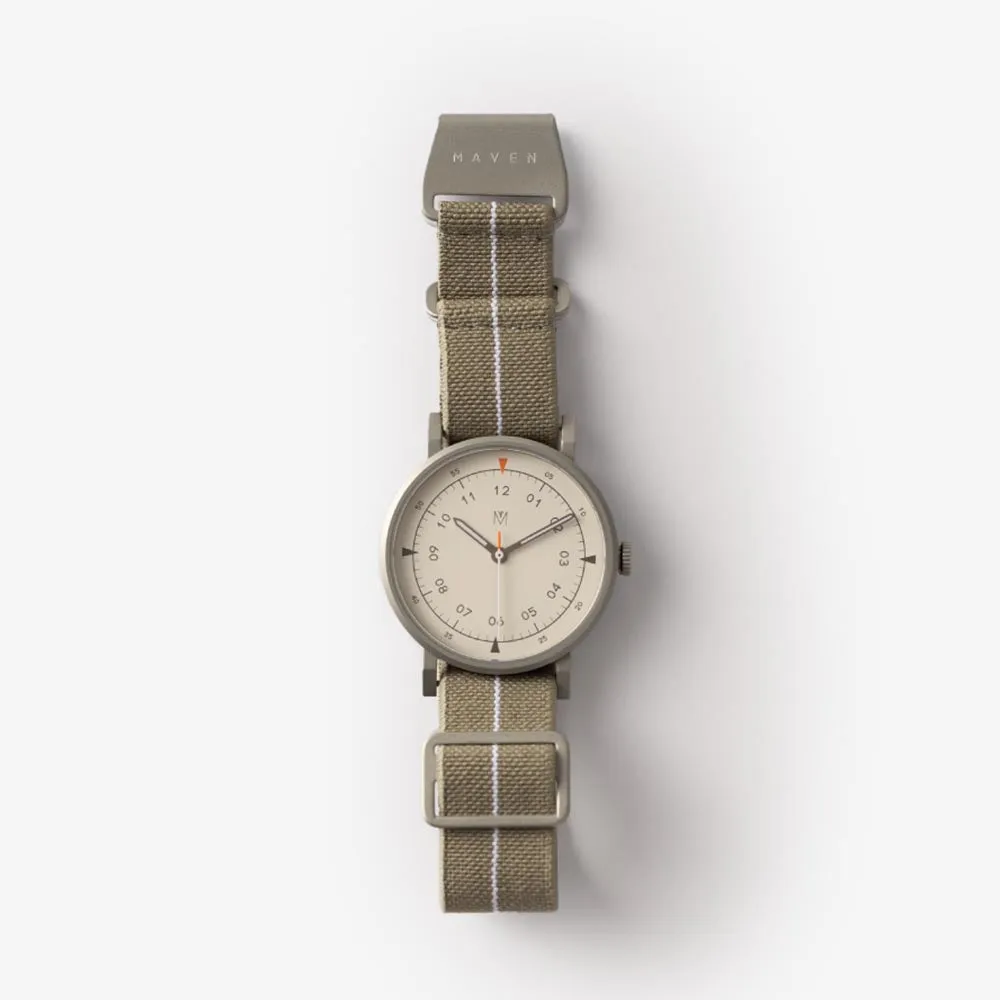 MUS-01 KHAKI P 40MM   Natural Leather Strap Gift Box