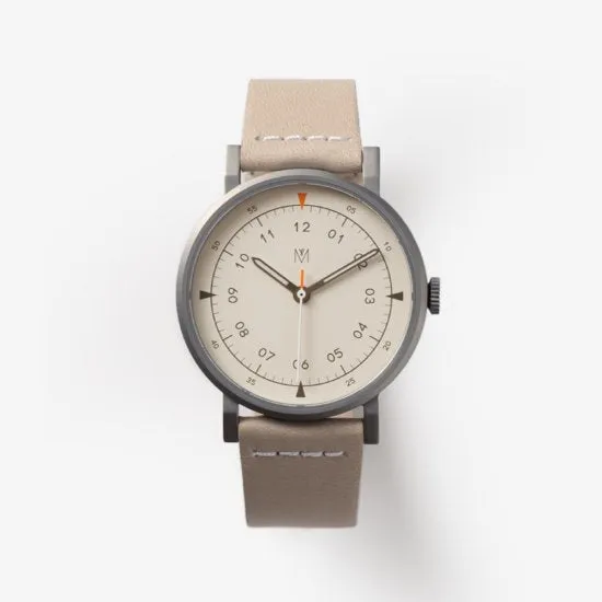 MUS-01 KHAKI P 40MM   Natural Leather Strap Gift Box