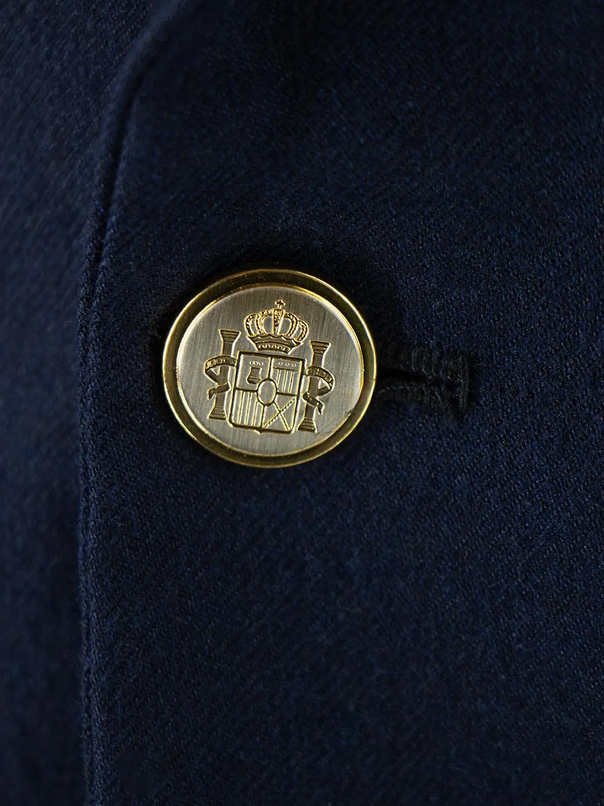 Navy Blue Vintage Gold Button Wool Blazer