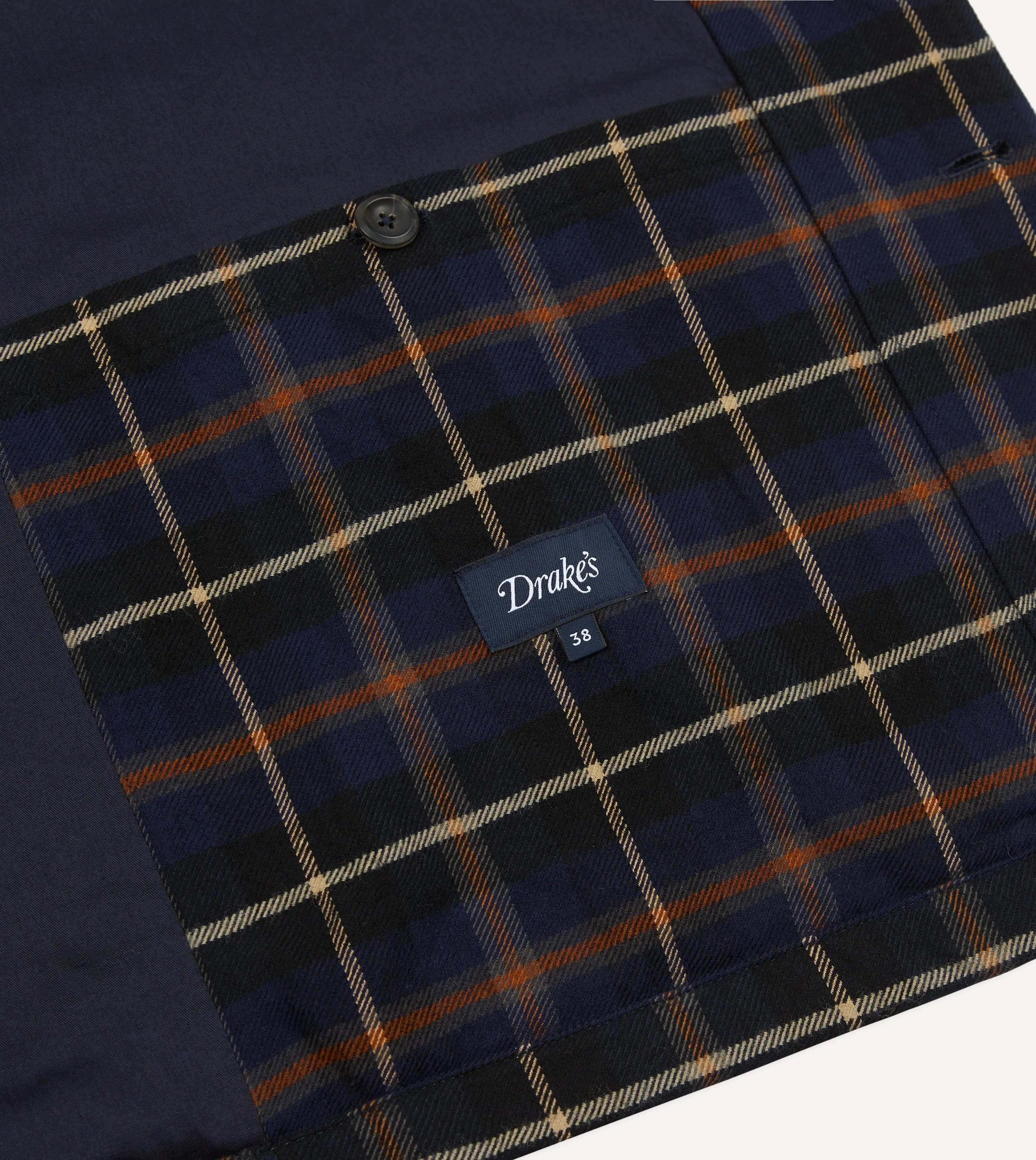 Navy Check Wool-Cotton Four-Pocket Chore Jacket