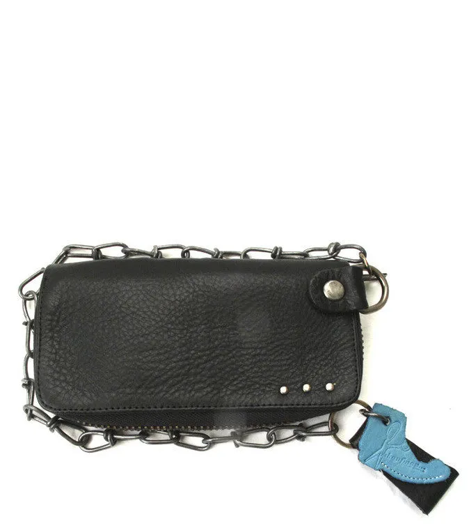 No.70017 chain wallet Black Leather