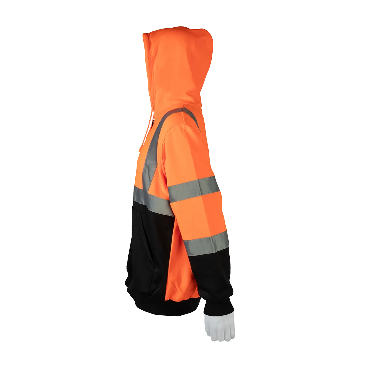 OBHSW-C3 ANSI Class 3 High-Vis Orange/Black Bottom Two Tone 16 OZ. Thermal Lined Zip-Up Hoodie