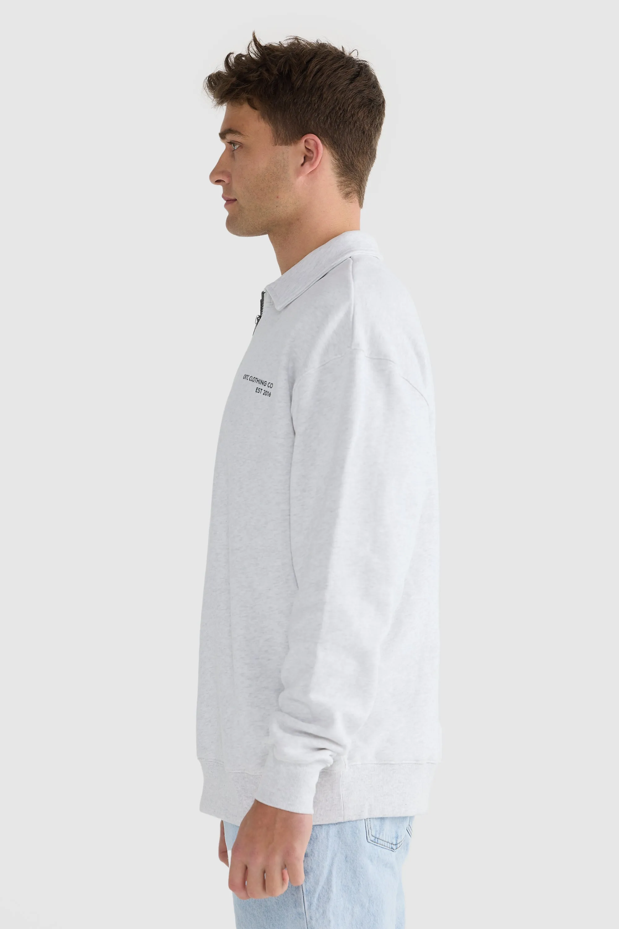 Oliver Quarter Zip White Marle