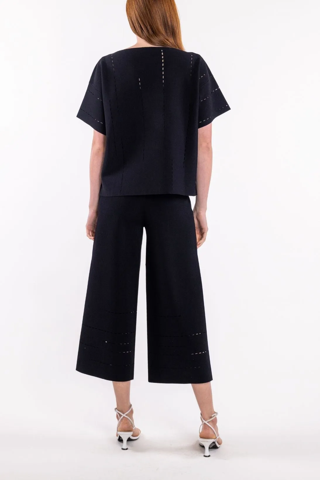 OPEN STITCH WIDE LEG PANTS