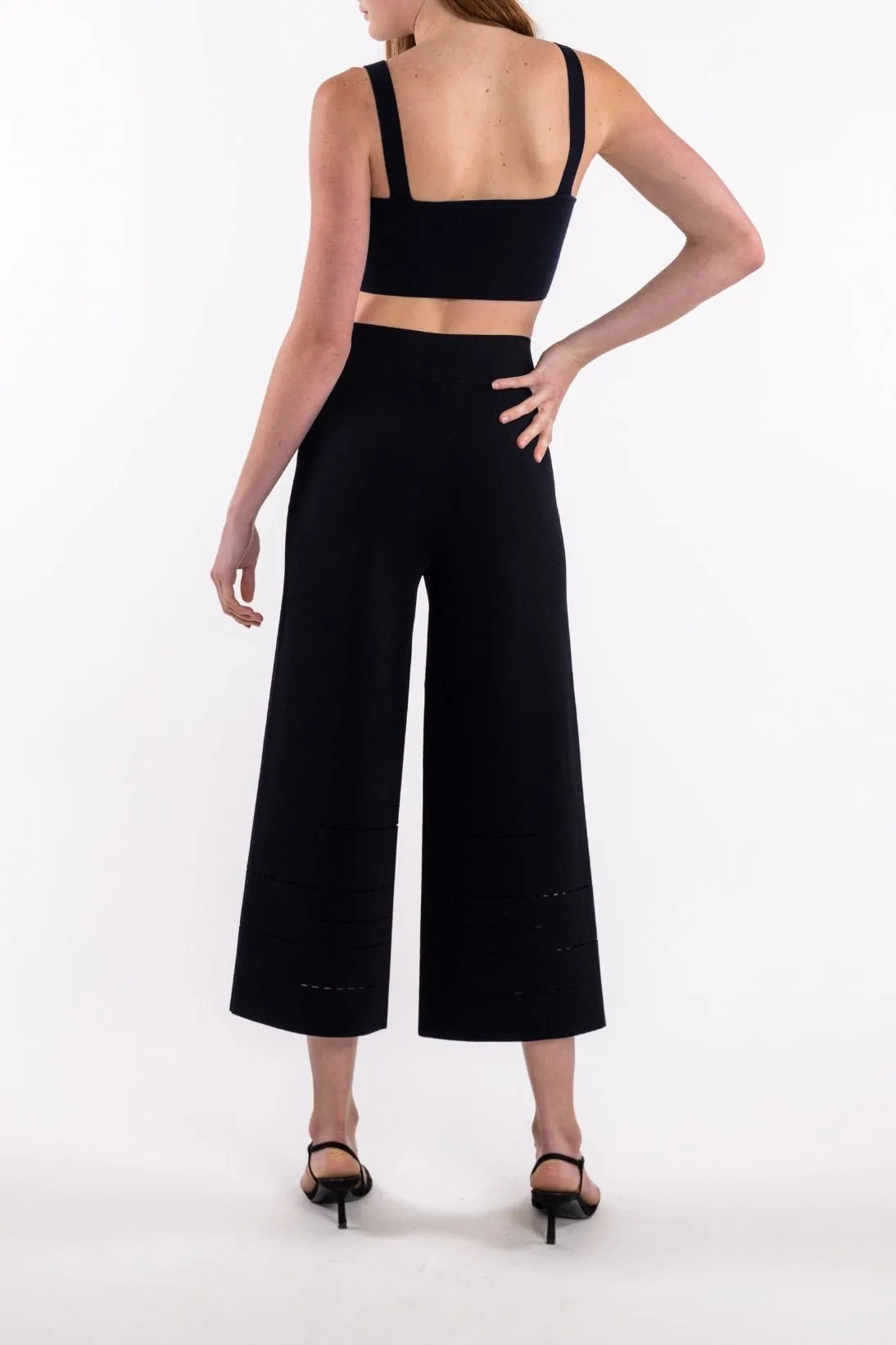 OPEN STITCH WIDE LEG PANTS