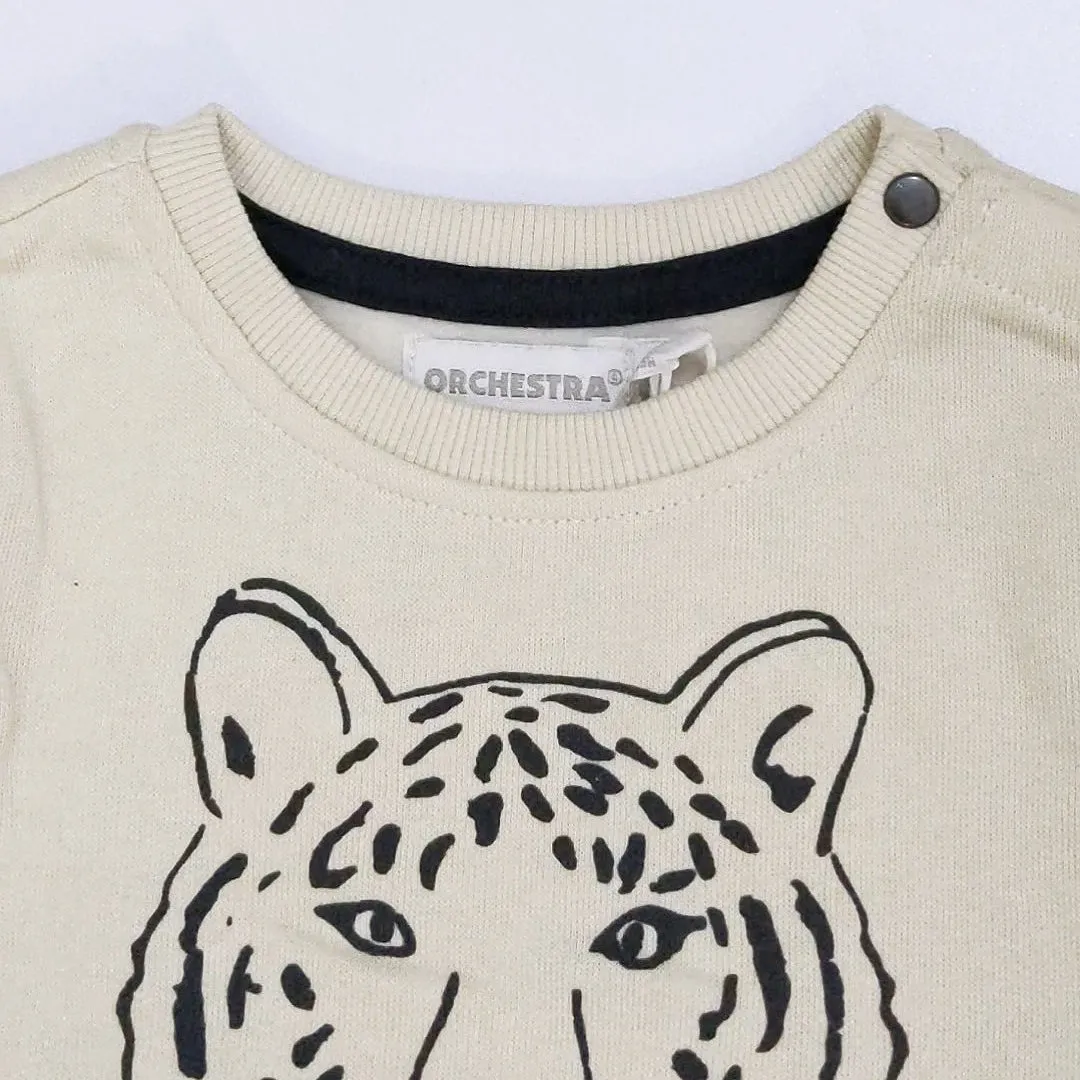 OR - Kids 'Off White' Lion Face Printed Fleece Sweatshirt OR222