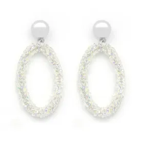 Oval hanging earrings embellished with c