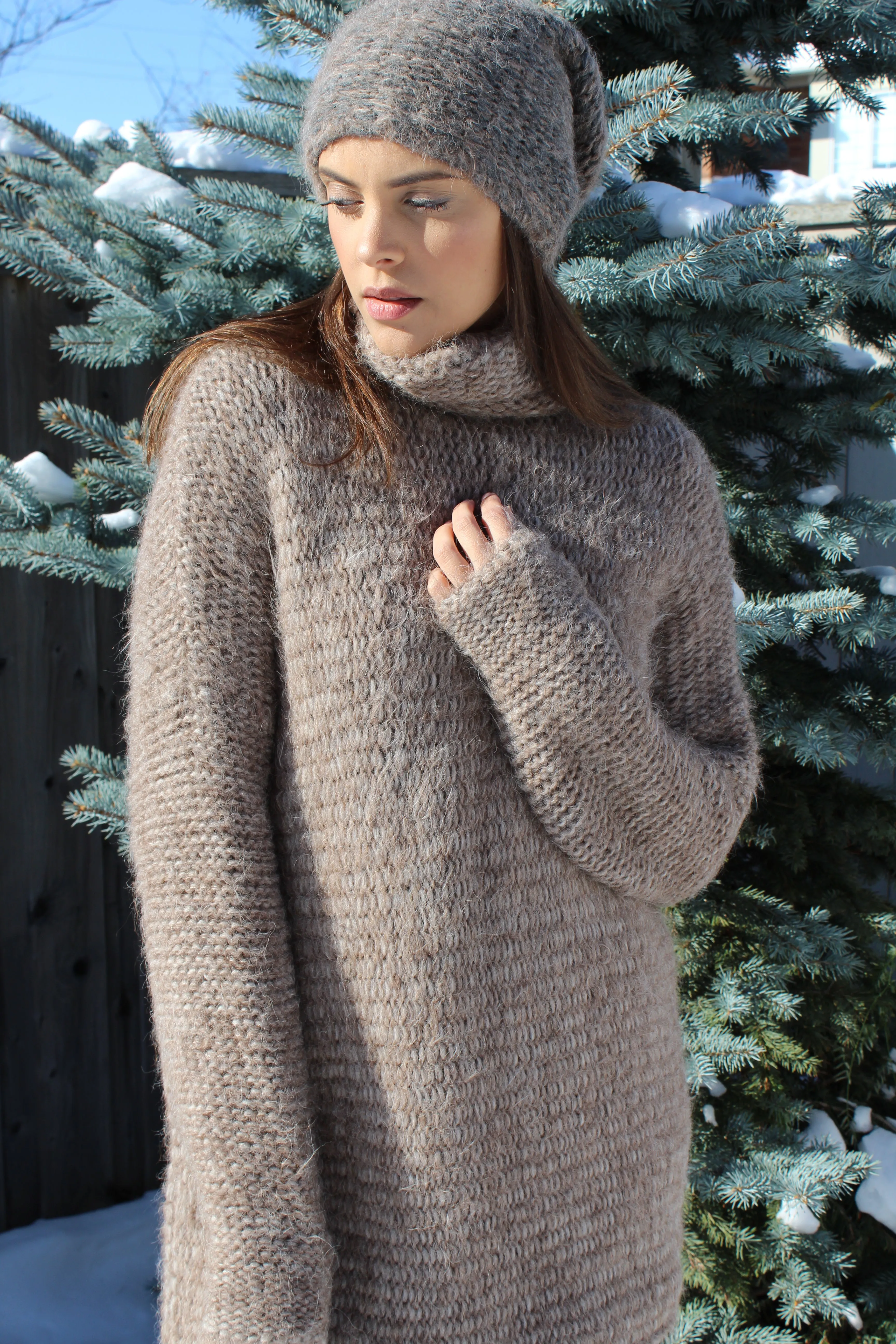 Oversized alpaca sweater dress