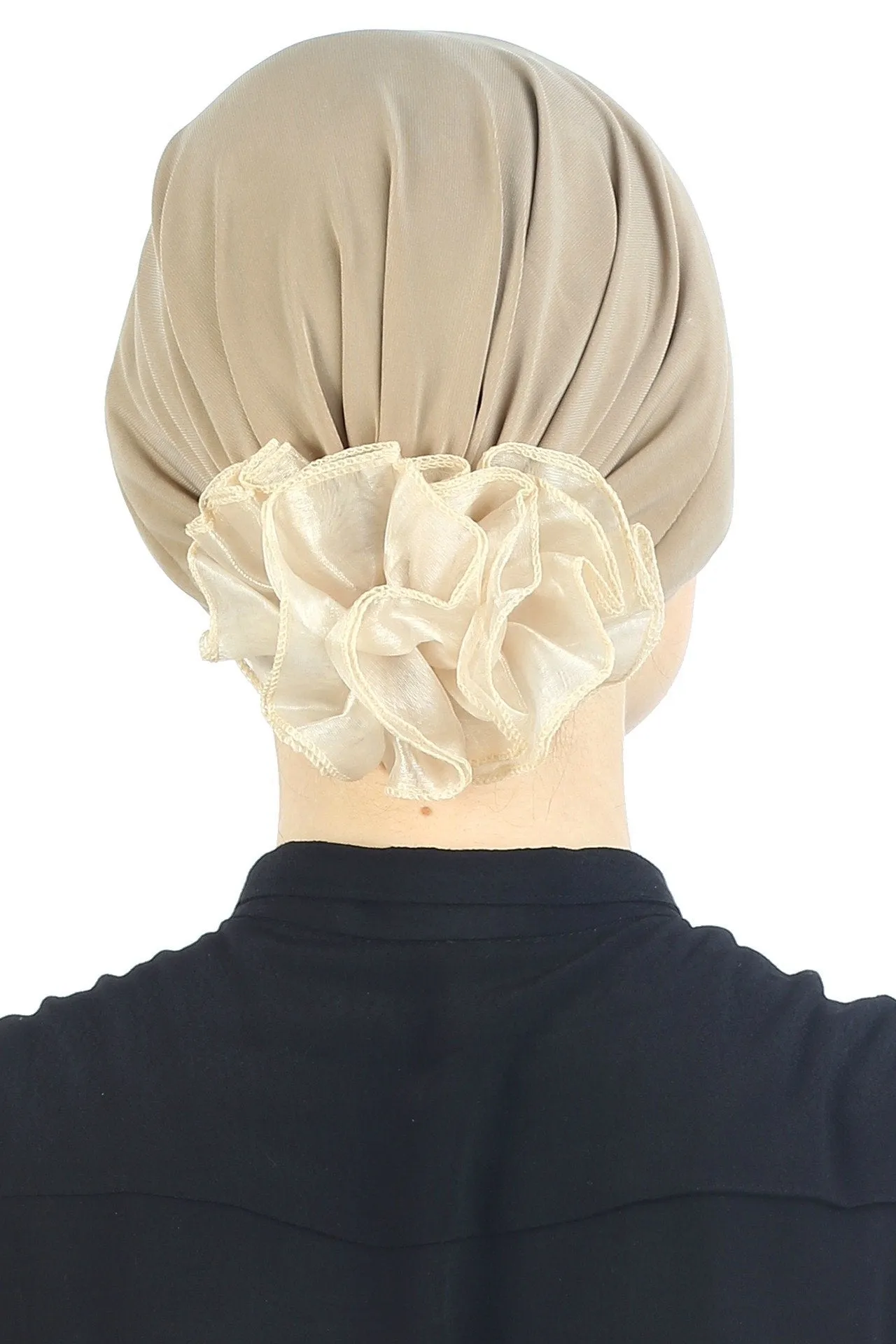 Padded and Folded Front Hat with Chiffon Flower